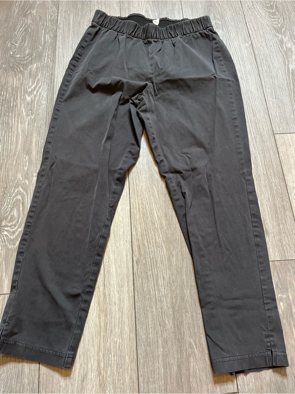 Eileen Fisher pull-on pants Elastic Waist Charcoal Organic Cotton Blend Trouser